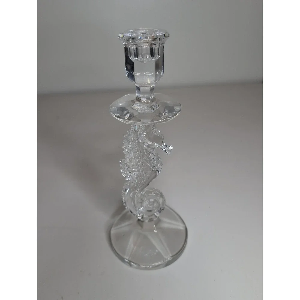 Fine Waterford Crystal Seahorse Candlestick Holder 11.5